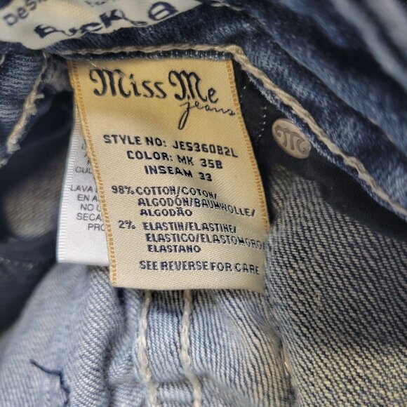 Miss Me Women's Size 27 Jeans Boot Fleur De Lis Rhinestones Studded - Picture 6 of 6